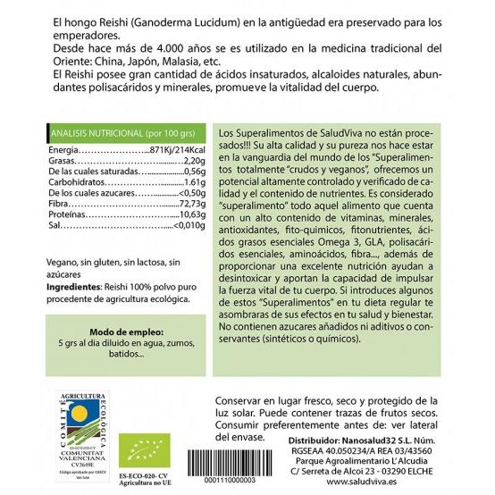 Reishi w proszku ECO 125 g, Salud Viva