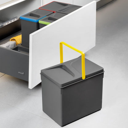 Boîtes de rangement pour tiroirs de cuisine Recycle, hauteur 216, 2x12, plastique gris anthracite Emuca 2 unités x 12 L