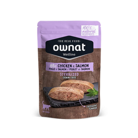 Ownat Wetline Huhn und Lachs getreidefrei für sterilisierte Katzen 85 g