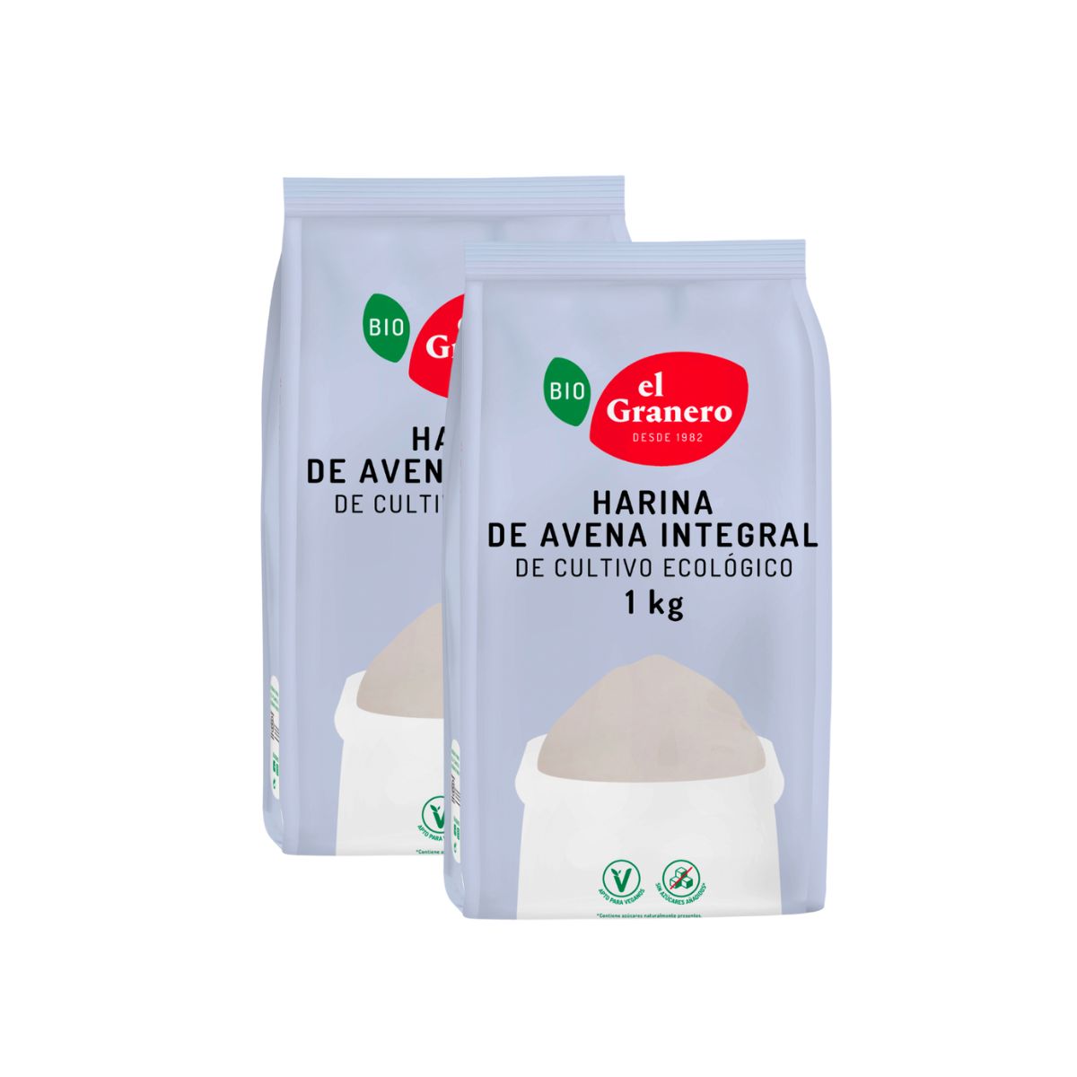 2er-Pack Bio-Vollkorn-Hafermehl El Granero 1 kg