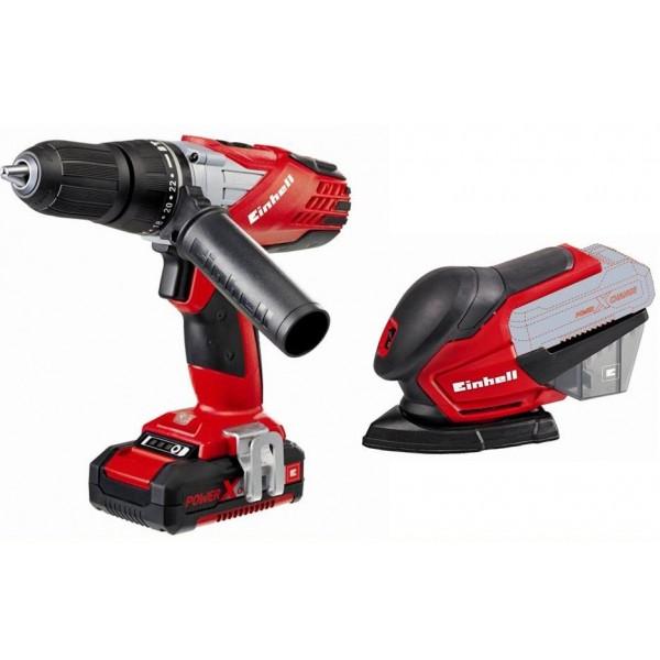 Einhell Power X Change-kit Borrmaskin TE-CD 18-2 Li-i + Multislipmaskin TE-OS 18 Li