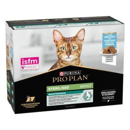 PURINA PRO PLAN Katt våtfoder STERILISERAD Terrine Torsk Påse 10 x 75 g